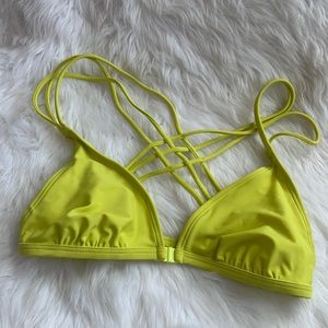 📌Bright Neon Yellow Strappy Bikini Swim Top
